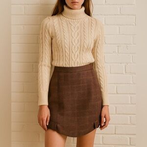 ST-MARTINS Marvis wool blend checkered brown skirt